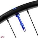 MBP Alloy Tubeless 50mm Bicycle Pro Design Presta Valve Stems Fits Most Rims with 2 Types of Grommets Included for Each stem. Alloy Cap has Built in Valve core Remover Tool. (Blue)