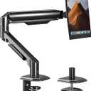 Single Monitor Mount Arm for 17" to 32" Computer Screen, Mechanical Spring Adjustable Monitor Desk Mount Stand Holds up to 17.6 lbs, C-Clamp & Grommet Base, max. VESA 100x100mm