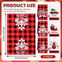 Tatuo 6 Pieces Christmas Decorative Hand Towels Embroidered Santa Reindeer Snowman Christmas Tree Dish Towels Soft Fabric Bathroom Towel for Home Kitchen Bathroom Cleaning (Grids Style)