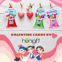 Gumball Valentines Cards - 36 Packs Gumball Machine DIY Valentine's Day Cards Exchange for Kids School, Boys, Girls, Toddlers, Party Favors - 3.2''x 4.7'' 6 Card Designs (Candy Not Included)