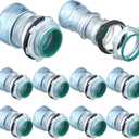 10 Pcs 1/2 Inch EMT Raintight Compression Connectors Zinc Plated Steel, Insulated Waterproof EMT Box Connector Electrical Conduit Fittings