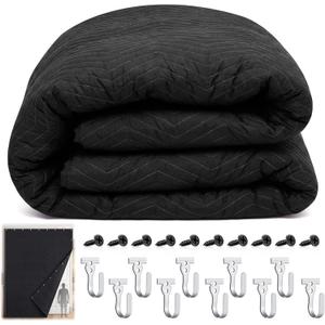 Nuanchu 96" x 80" Extra Large Sound Proof Blanket 10 Lbs with Grommets 10 Hook Soundproof Blanket for Door, Noise Reducing Acoustic Curtain for Studio, Home Office, Black