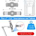 AboveTEK Under Cabinet iPad Mount, 3 in 1 Highflex 360 iPads Wall Mount for Kitchen, Tablet Celling Under Counter Holder, Kitchen Tablet Mount Fits 4.7" to 13.5" iPad, mini, Air, Surface Pro - White
