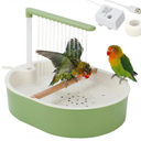 Parrot Shower for Cage, Automatic Parakeet Bird Bath with Circulating Water, USB Charging Quiet Pump Detachable Bathtub, for Small & Medium Birds Budgie, Cockatiel, Lovebird, Conure, Parrotlet, Quaker