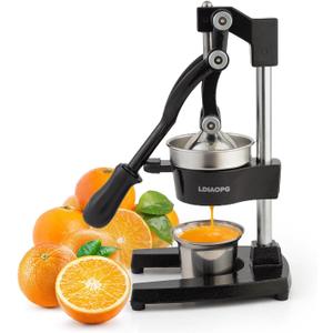 Cast Iron manual juicer, Hand Citrus juicer press, Orange Lemon Squeezer, Heavy Duty Manual Juicer, Commercial Grade, Countertop Extactor for Fruit Juice -Stainless Steel, Easy to Clean Black