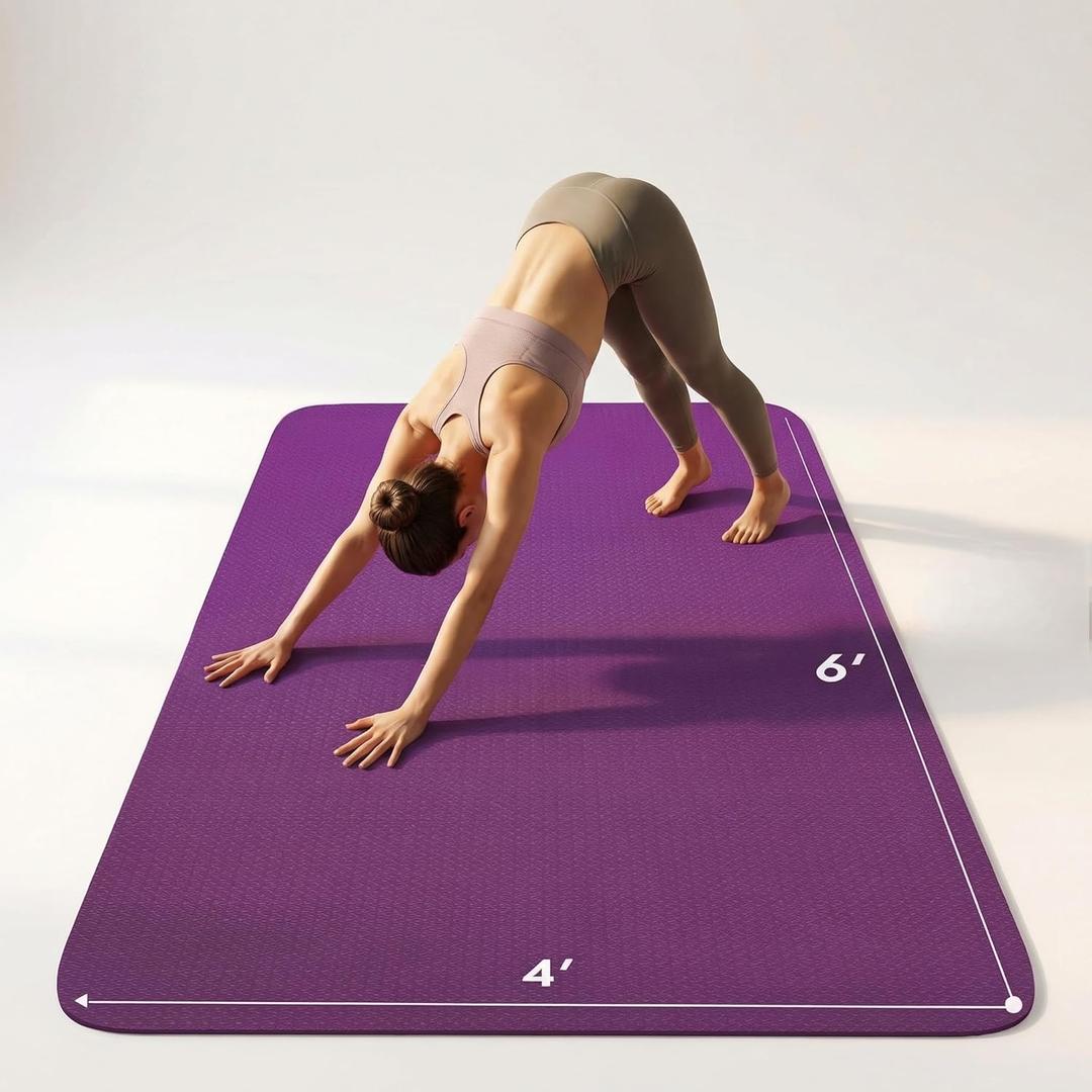 Large Yoga Mat 6'x 4'（72”x 48”）—1/4" &1/3" Extra Wide Exercise Mat 183cm x 122cm Large Exercise Mat Big Home Yoga Mat Pilates Mat,Non Slip,Thick,TPE Workout Mat,for Women & Men, Yoga, Pilates, Gym and Floor Workouts Pilates
