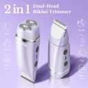 Bikini Trimmer for Women,2 in 1 Electric Razors for Women Electric Shaver for Cordless Body Hair Trimmer Shaver for Trip,Replaceable Lady Facial Razor Bikini Trimmer for Legs Private (Purple)