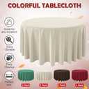 12 Pcs Plastic Christmas Tablecloth Round Bulk, Disposable Beige Brown Green & Wine Red Party Tablecloth, Xmas Table Cover for Picnic Birthday Christmas Party Supplies, 84x84 Inch