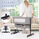Baby Bassinet, 3 in 1 Bassinets Bedside Sleeper, Adjustable Height Bedside Sleeper with Rocking Mode, Breathable Mesh, Storage Basket, Wheels, Easy Assemble & Folding (Gray) (Grey)
