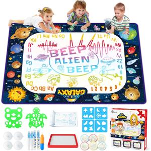 Jasonwell Aqua Water Doodle Mat 48 x 36 Inches Large Magic Drawing Doodling Mat Coloring Mat Educational Toys Christmas Birthday Gifts for Kids Toddler Boys Girls Age 2 3 4 5 6 7 8 Year Old (Galaxy)