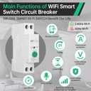 WiFi Smart Switch Breaker, 1-63A Adjustable WiFi Circuit Breaker, Smart Life/Tuya APP Remote Control Switch Timer Monitor Voltage Power Energy Usage, Compatible for Alexa Google Home DIN Rail