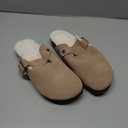 KIDMI Women's Fur Lined Suede Clogs Fuzzy Cork Footbed Mules Slip On Winter Potato Shoes, 40
