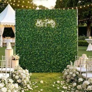 Artificial Flower Wall 8x8ft Green Grass Backdrop for Wedding, Baby Shower, Party, Birthday & Home Decor, Easy & Quick Assembly (Greenery)