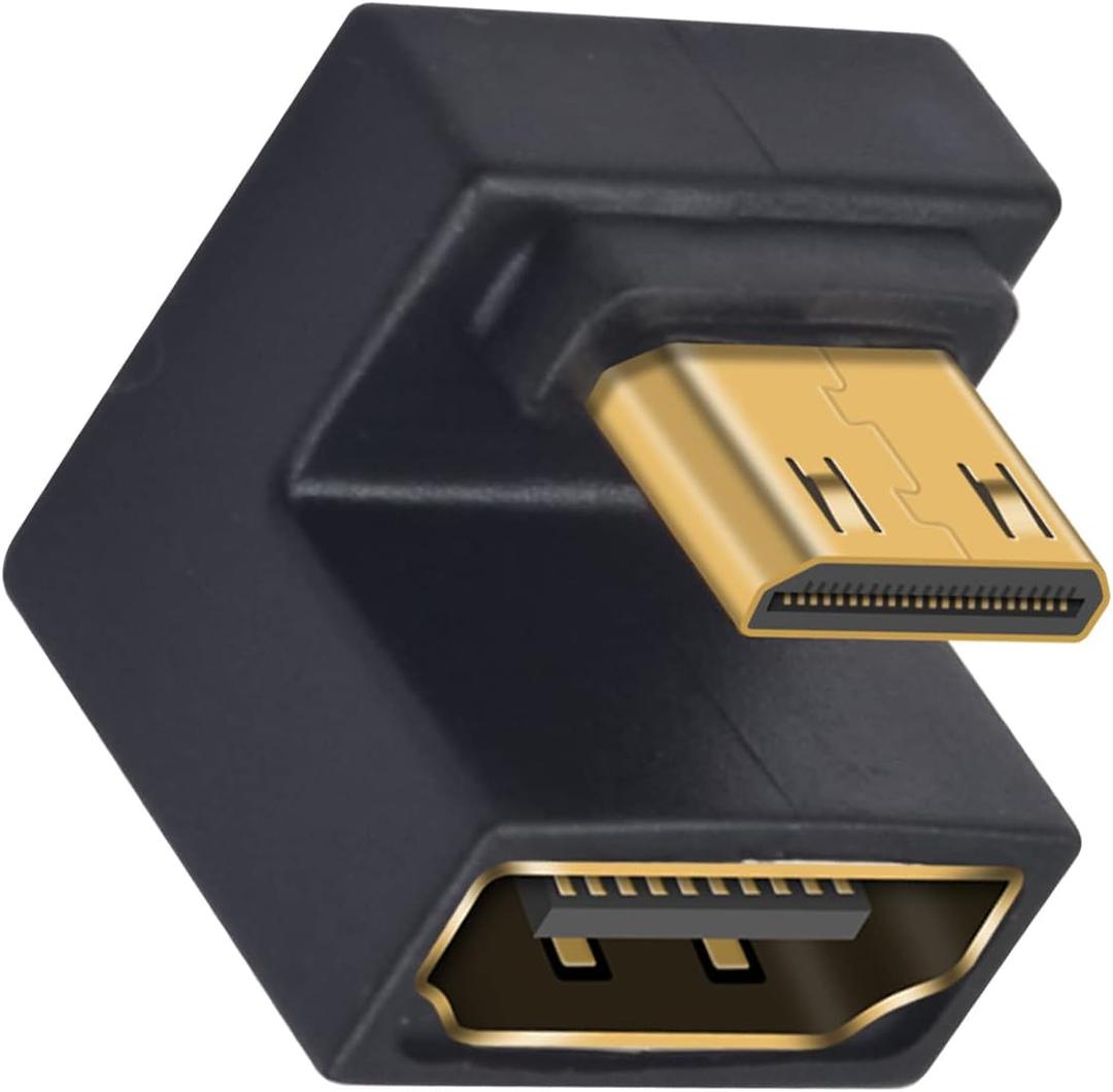 Duttek 8K U Shaped Up Angle Mini HDMI to HDMI Adapter 1 Pack, 48Gbps with LED Lights for Cameras, Projectors (Male to Female)