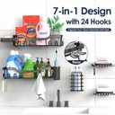 NESOMI Shower Caddy Adhesive Shower Organizer 7-Pack, Rustproof Stainless Steel Bathroom Shelves, Large Capacity No-Drill Rack Storage Accessories with Soap Dish Toothbrush Holder &24 Hooks Home Decor