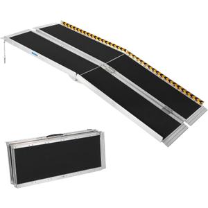 8 FT Portable Wheelchair Ramp, Wheel Chair Ramps for Homes with Transition Plate, Aluminum Wheelchair Ramp with Non-Skid Surface and Reflective Strips, Weight Capacity Up to 600 Lbs