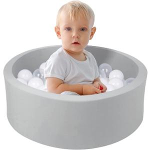 Small Memory Foam Ball Pit for Kids, Soft Ball Pool Round Ball Pit for Toddlers Play(Balls are NOT Included) (27.5 IN, Gray)