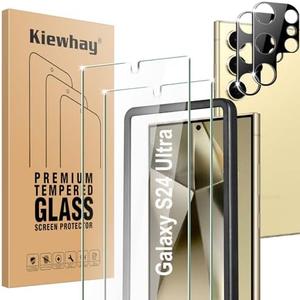 Kiewhay Tempered Glass Compatible with Samsung Galaxy S24 Ultra 5G Screen Protector 6.8'', 2 Pcs Screen Protector + 2 Pcs Camera Lens Protector, [Not for Galaxy S24 5G] 99.99% HD Glass Film - 4 Pcs, Pack 2