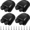 Enhon 4 Pack Waterproof ABS Solar Cable Entry Gland Black, Weather Resistant Dual Cable Entry Housing for All Types 3mm to 10mm RV, Caravan, Marine, Boat, Cabin (Black)
