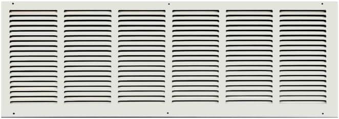 HVAC Premium 34'' x 12'' [Duct Opening] Flat Stamped Steel Return Air Grille - Sidewall and Ceiling - HVAC Vent Duct Cover - White [Outer Dimensions: 35.75''w X 13.75''h]