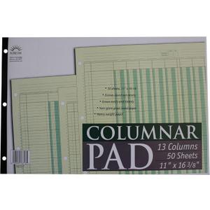 Norcom Columnar Pad 13 Columns, 11 x 16.375 Inches, 50-Sheets, Green (76713-10)