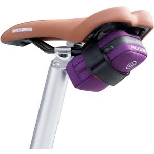 ROCKBROS Bike Saddle Bag, 0.35L Compact Under Seat Bag for Road Bikes 0.35L polyester-PU saddle bag; Layered storage design; Reflective trim and smooth zipper; Secure rail straps fit most saddles, One Size