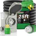 50 Amp Generator Cord 25FT and Power Inlet Box Combo Kit - Pre-Drilled, Waterproof, NEMA 14-50P to SS2-50R, ETL Listed