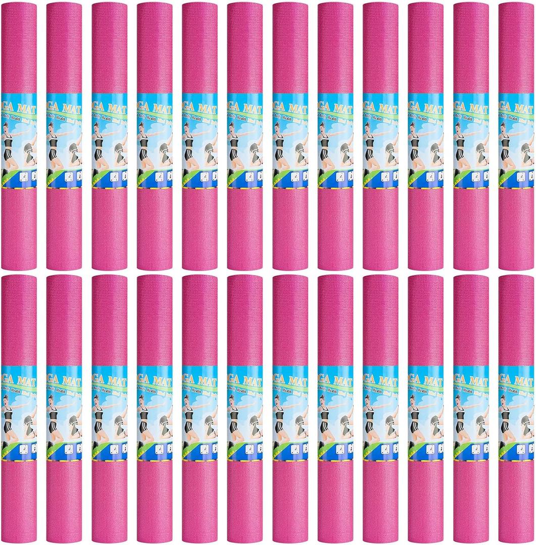 3 mm Thick Yoga Mat Bulk, Non Slip Exercise Workout Fitness Pad for Women Men, Gym Home Yoga Pilates, Easy to Clean, Sturdy PVC  68 x 24