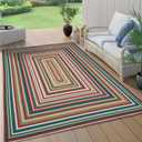 Multicolor Washable Outdoor Rug 8' x 10', Colorful, Stain Resistant, Easy Clean, Waterproof, Durable Area Rug for Outdoor Patio, Deck, Porch, Entryway, Foyer