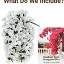Artificial Flowers for Outdoors 2 Bundles of UV-Resistant Artificial Bougainvillea, Realistic Silk Flowers for Front Porch, Patio, Garden, Window Boxes & Hanging Baskets (White, 2)