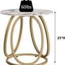 O&K FURNITURE Gold Side Table Living Room, Round End Table with Marbling Stone, Nightstand with Metal Frame, for Bedroom, Home Office, 1PC