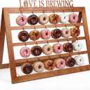 SiliFine Love Is Brewing Bridal Shower Party Supplies Donuts Wall Display Stand Rustic Decor Holder for Party Events Birthday Baby Shower Wedding Holds 48 Donuts with Wooden Display Sign