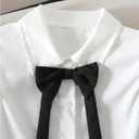 Girl's 2 Piece Preppy Summer Outfits Ruffle Bowknot Button Down Blouse and Layered Skirt Clothing Set, 10y