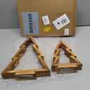 SOONOW 2 Pack Wood Tabletop Christmas Trees with Lights & Timer, Lighted Wooden Christmas Trees Decor, Farmouse Christmas Decorations Indoor for Tables, Mantle, Shelves ( Large 14.2"H & Small 10.2"H)