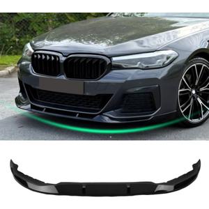 KHK Front Bumper Lip Compatible with BMW 2021 2022 2023 5-Series G30 Facelift with M-Sport Bumper, Glossy Black Car Front Lip Bumper Air Splitter