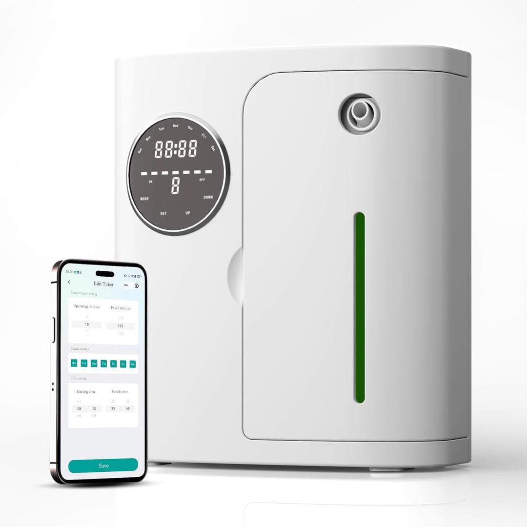 Waterless Diffuser, 2500 Sq.Ft Coverage, Essential Oil Diffusers, Plug in Scent Air Machine with App Control, 160ML, House Warming Gift Ideas for New Home, Large Room, Office, Hotel, White