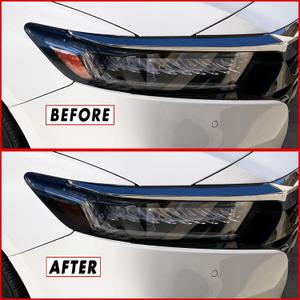 SlickMod PreCut Vinyl Smoke Tint for 2018-2022 Honda Accord Headlight (3. Amber Sidemarker Delete, 20 Percent Dark Smoke)
