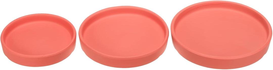 3 Pack Planter Saucers - Ceramic Plant Tray Flower Pot Drip Trays Round Apply to Outdoor/Garden (4/5/6inch, Orange Red)