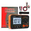 Digital Megohmmeter Megaohm Meter with 250V/500V/1000V Test Voltage Testing Insulation Resistance IR 0.1MΩ~2GΩ, Measure AC DC Volt Ohm, Continuity Tester, Megaohmeter w/Over-Range Indicator