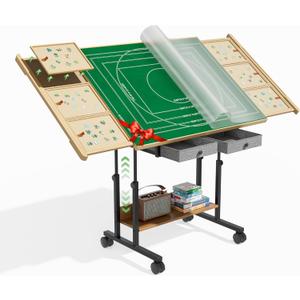CODACE Puzzle Table with Drawers - 2000 Pieces Jigsaw Puzzles Table for Adults, Tilting Puzzle Board with 6 Sorting Trays and Cover, Tables with Adjustable Height Leg and Wheel, Puzzle Lover's Present, 2000 Pcs 6 Drawers