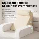 ENITYA 19" Reading Pillow for Bed with Firm Back Support & Big Pockets, Medium, Light Gray