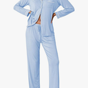 Ekouaer Pajamas Women's Long Sleeve Sleepwear Soft Button Down Loungewear Pjs Lounge Set Nightwear, XS
