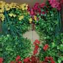 Artificial Faux Hanging Plants Flowers Basket for Summer Outdoor Outside Decoration, Fake Silk UV Sun Resistant Look Real Colorful Daisy Eucalyptus for Porch Home Patio Balcony Yard (Mix)