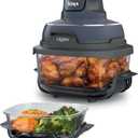 Ninja Crispi 4-in-1 Glass Air Fryer | With Non-Toxic 4QT & 6-Cup Glass Containers & Lids | Microwave, Freezer, Dishwasher Safe | 450F Max Temp |1500 Watt | Cyberspace | FN101GY