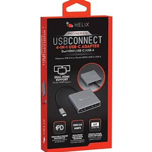 HELIX 4-in-1 USB-C Adapter with Dual HDMI, USB-C, and USB-A 3.0
