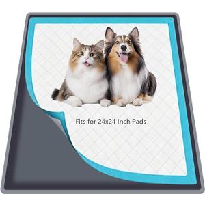 Silicone Dog Pee Pad Holder for Standard 24x24 in Pads, NonSlip LeakProof Puppy Pad Tray, Portable Puppy Training Mat with Raised Edges for Floor Protection, Easy to Clean