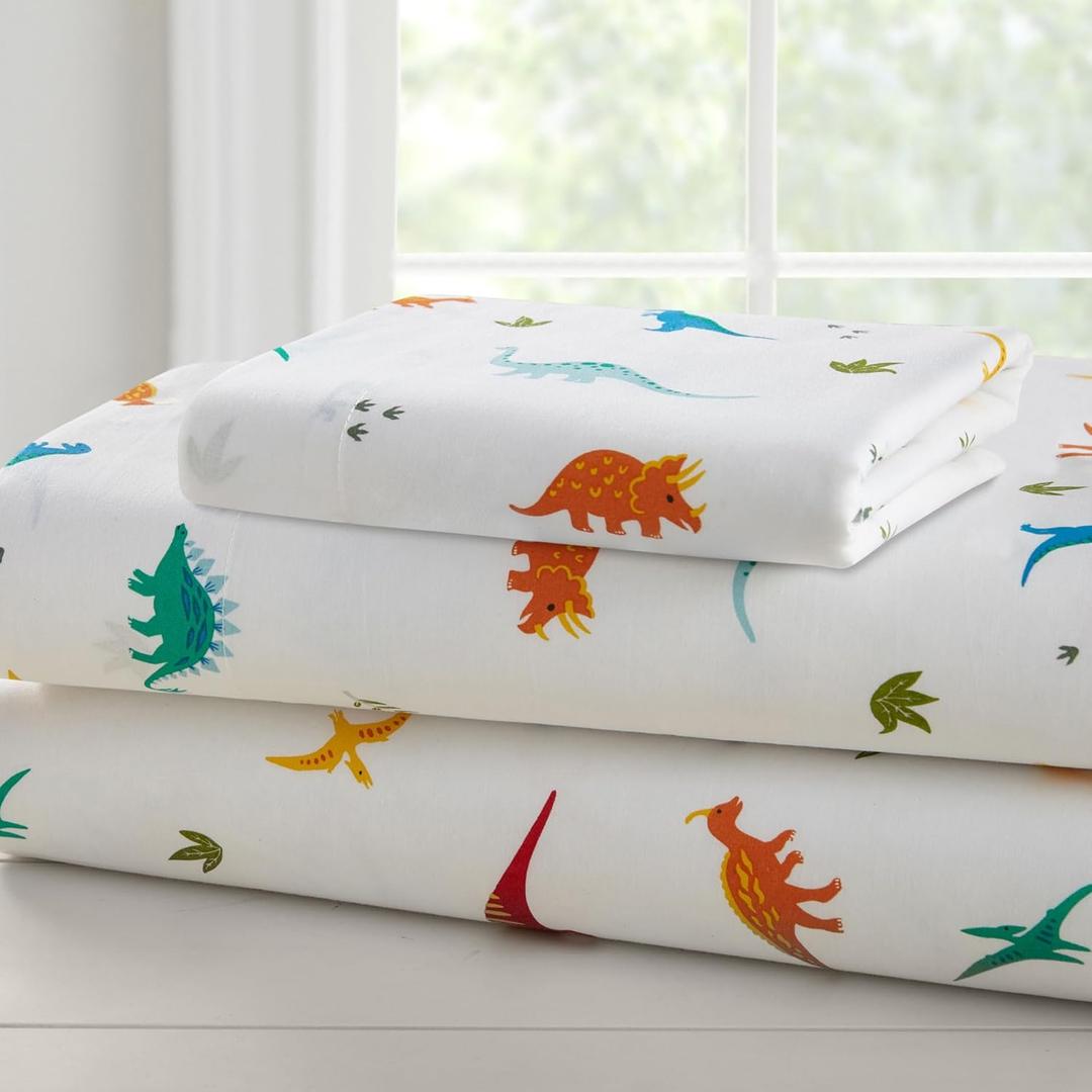 Wildkin 100% Cotton Toddler Sheet Set  Soft & Cozy Bed Sheets - Jurassic Dinosaurs