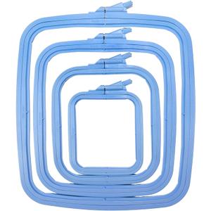 Nurge Square Embroidery Hoop - Plastic Cross Stitch Frame for Needlepoint & Embroidery - Adjustable Craft Hoop - Blue - Set of 4