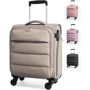 BAGSMART Underseat Carry on Luggage with Wheels, Soft Small Travel Luggage with PVC Wet/Dry Pockets, Lightweight Soft Personal Item Suitcase for Short Trip,Camer (Camel)
