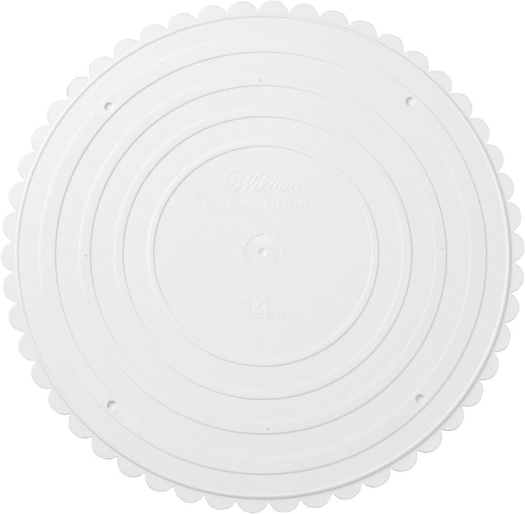 Wilton Scalloped Edge Cake Separators For Tiered Cake, 14-Inch Seperator Plate, Wedding Cake Stand, Scalloped Edge Separator Plate (White)